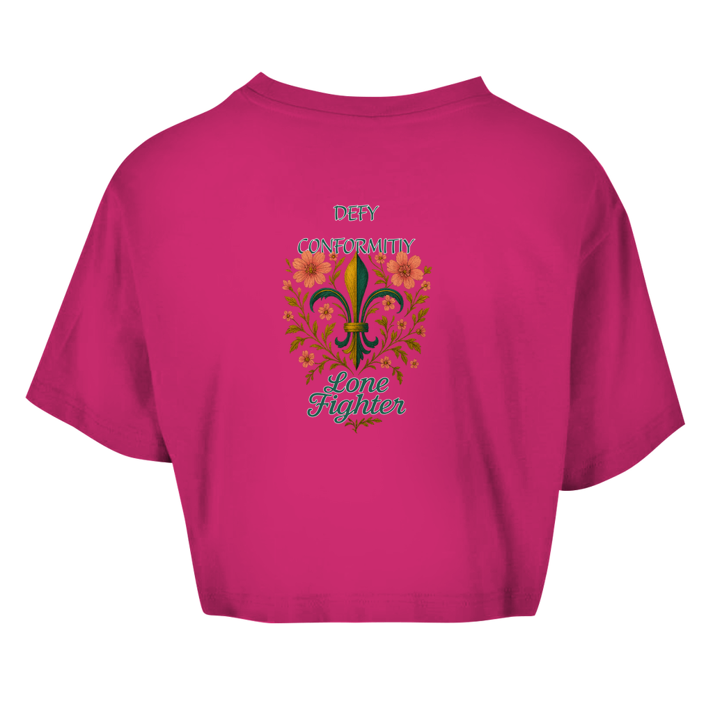 Damen Oversize Crop Top Fleur de lis