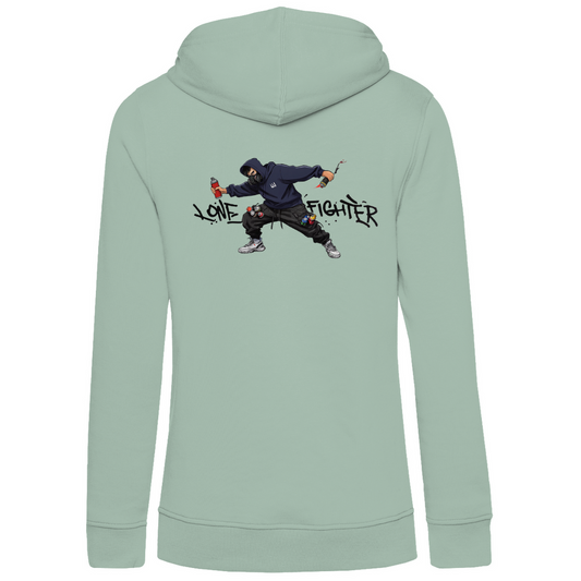 Damen Premium Bio Hoodie Spray Alone, Fight Alone