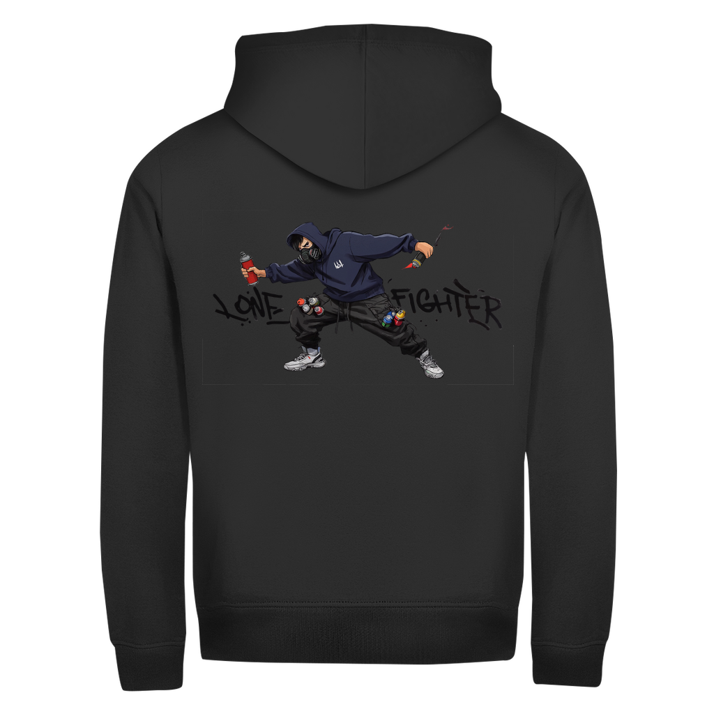 Herren Zipper Hoodie Spray Alone, Fight Alone
