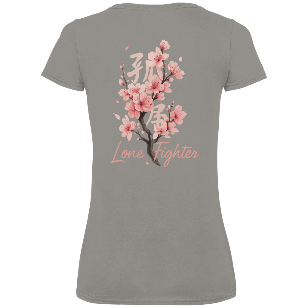 Damen Premium Bio V-Neck T-Shirt Cherry Blossom