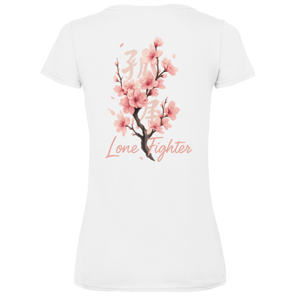 Damen Basic V-Neck T-Shirt Cherry Blossom