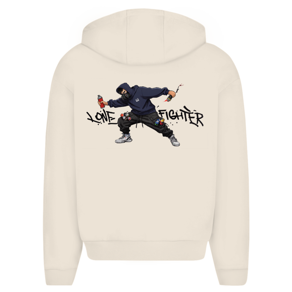 Herren Oversize Zipper Hoodie Spray Alone, Fight Alone