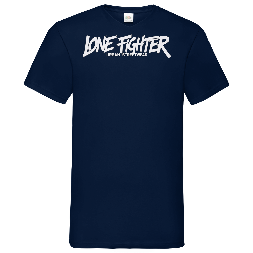 Herren Basic V-Neck T-Shirt Lone Fighter Graffiti
