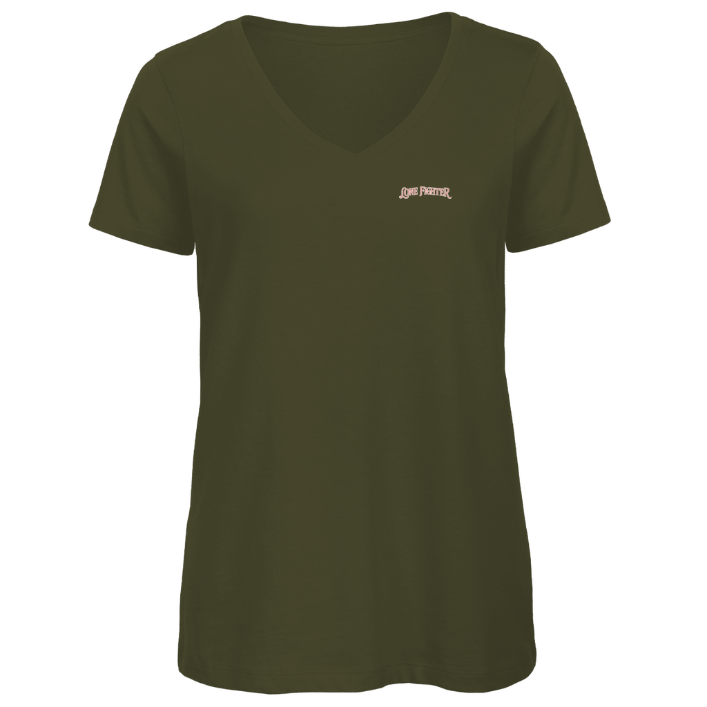 Damen Premium Bio V-Neck T-Shirt Cherry Blossom