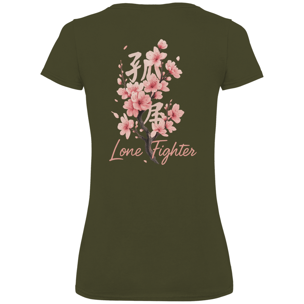 Damen Premium Bio V-Neck T-Shirt Cherry Blossom