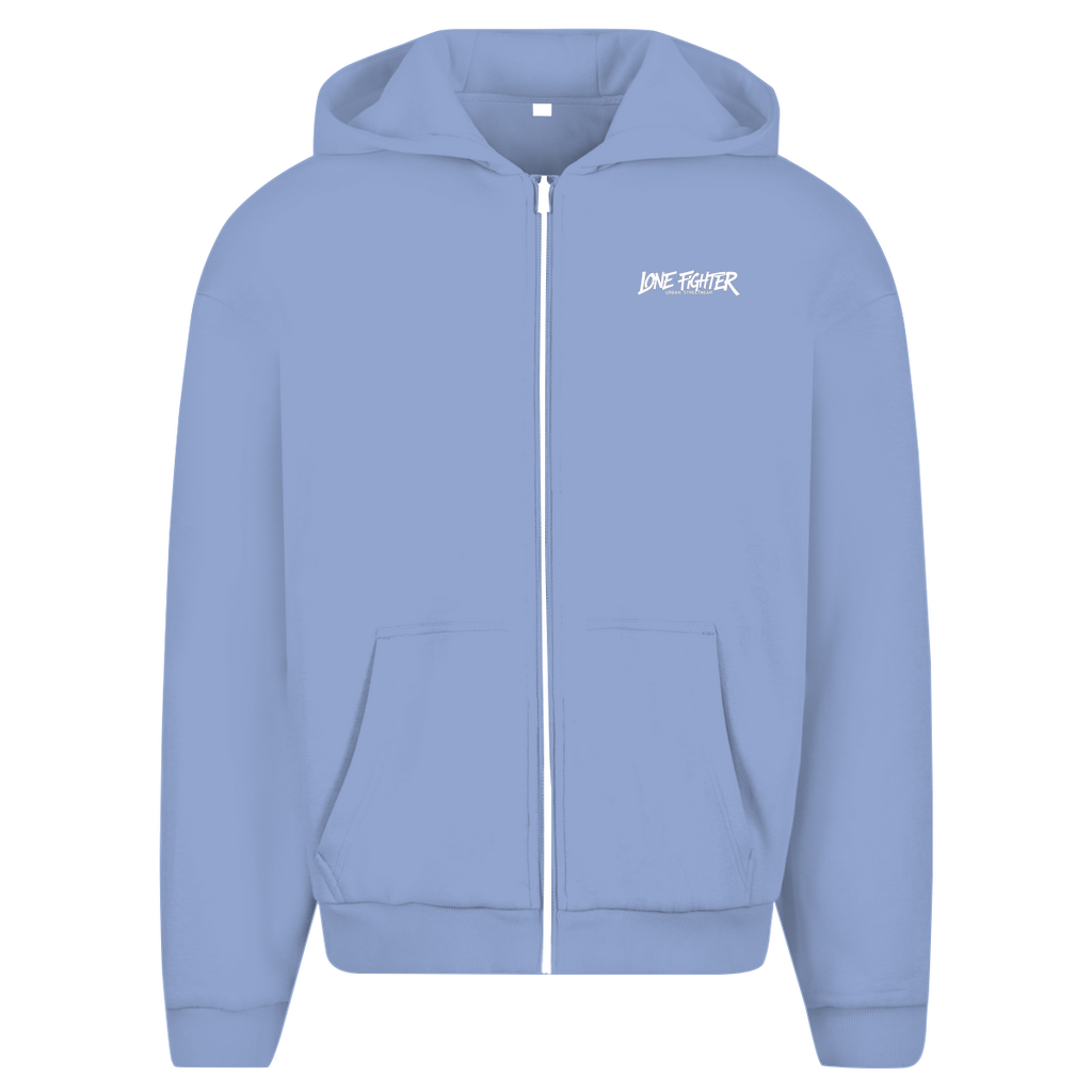 Herren Oversize Zipper Hoodie Spray Alone, Fight Alone