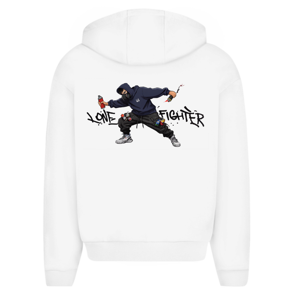 Herren Oversize Zipper Hoodie Spray Alone, Fight Alone