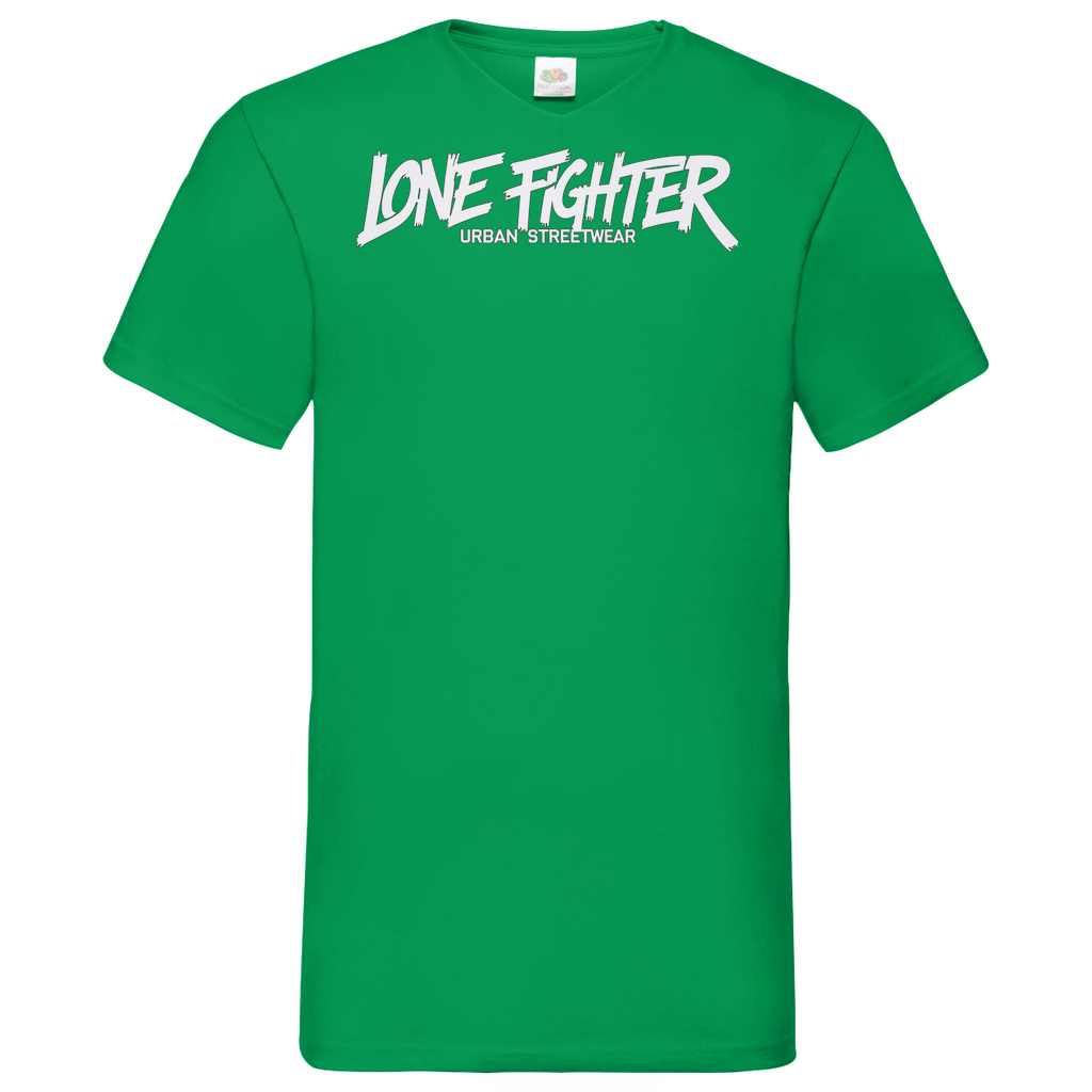 Herren Basic V-Neck T-Shirt Lone Fighter Graffiti
