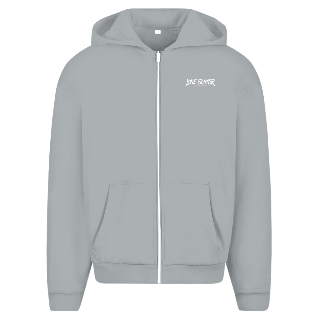 Herren Oversize Zipper Hoodie Spray Alone, Fight Alone