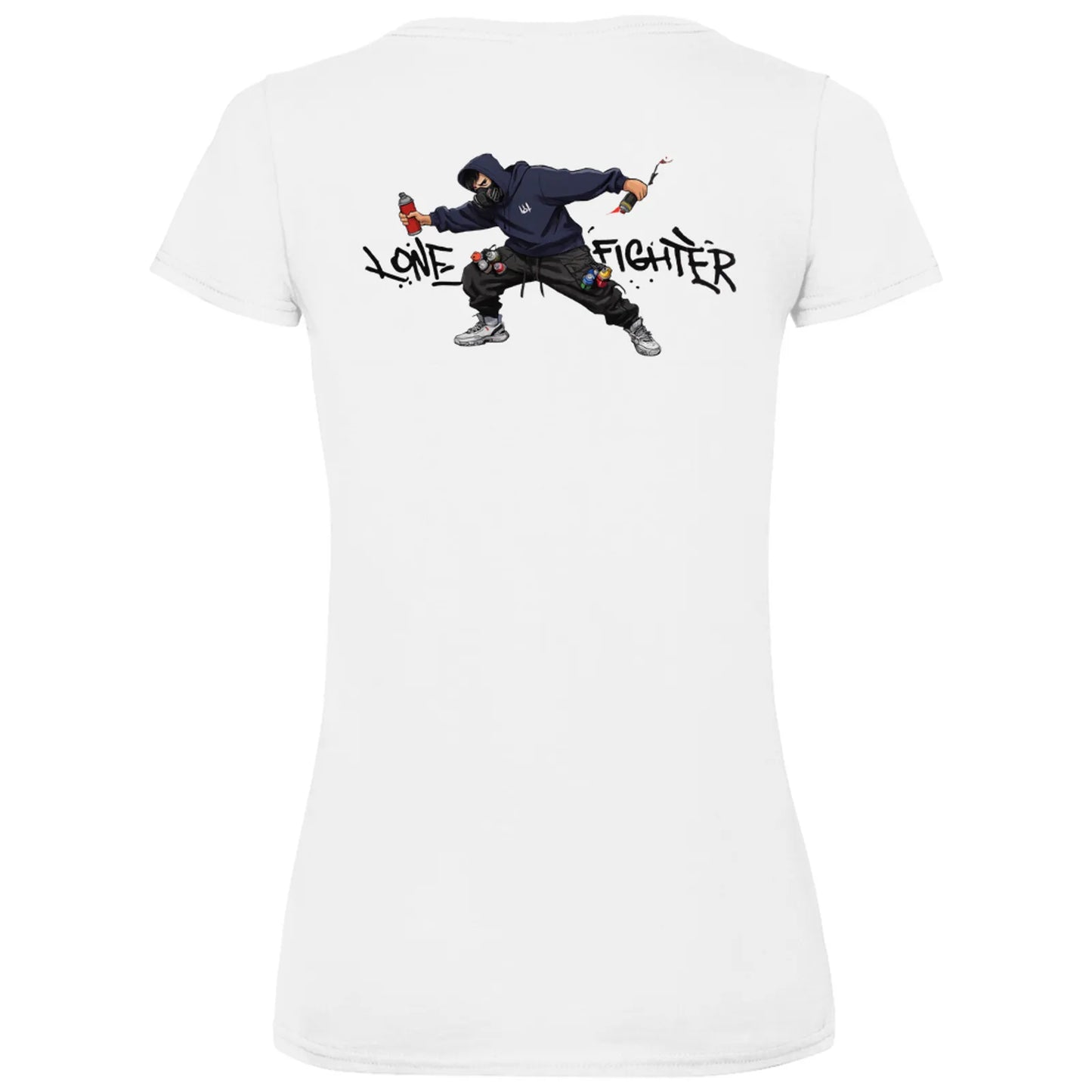 Damen Basic V-Neck T-Shirt Spray Alone, Fight Alone