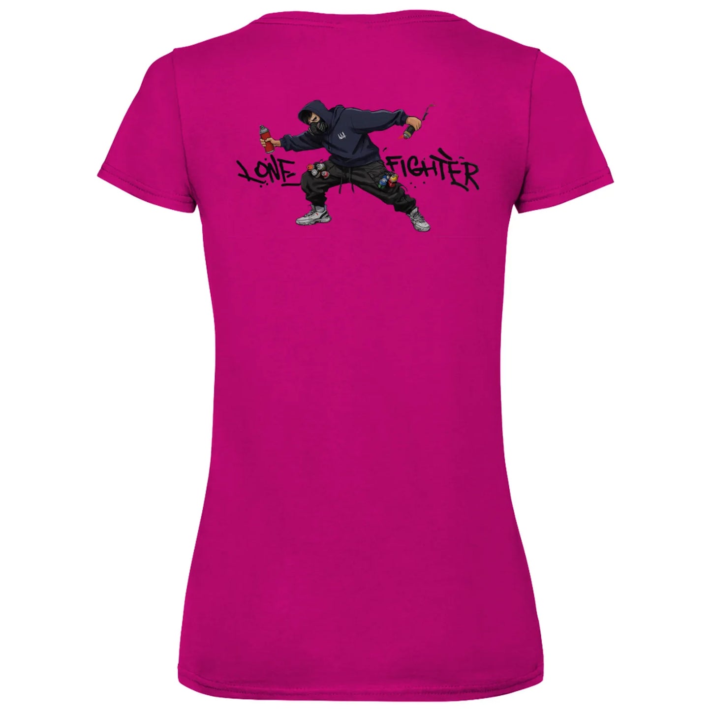 Damen Basic V-Neck T-Shirt Spray Alone, Fight Alone