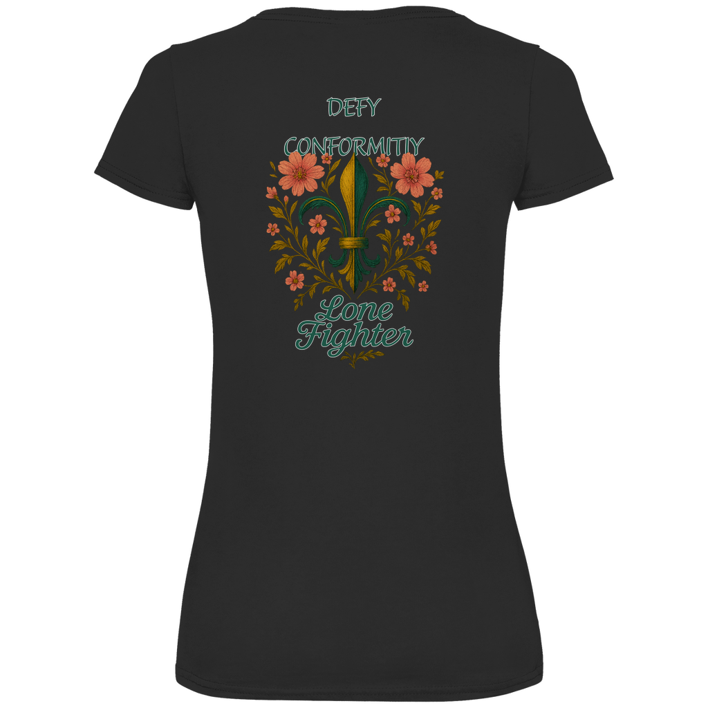 Damen Premium Bio V-Neck T-Shirt Fleur de lis