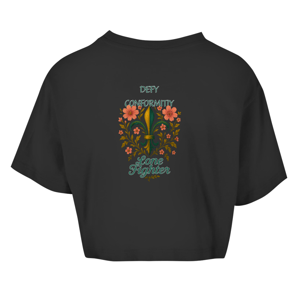 Damen Oversize Crop Top Fleur de lis