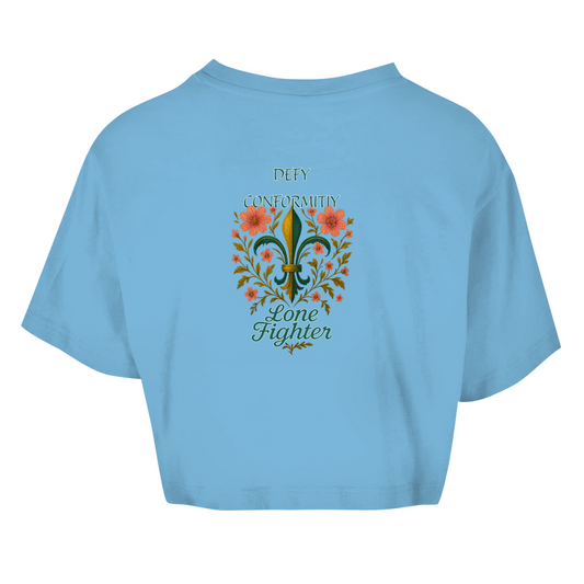 Damen Oversize Crop Top Fleur de lis