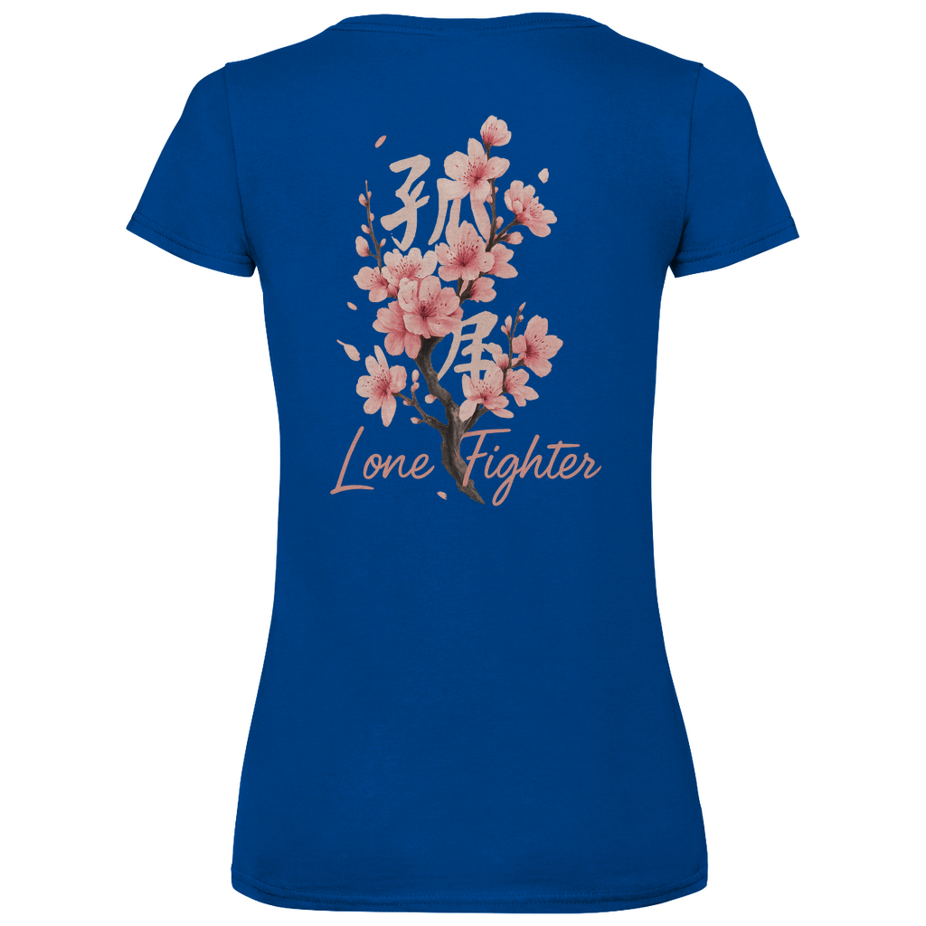 Damen Basic V-Neck T-Shirt Cherry Blossom