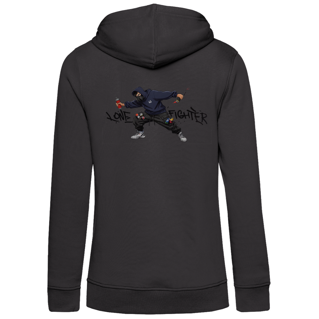 Damen Premium Bio Hoodie Spray Alone, Fight Alone