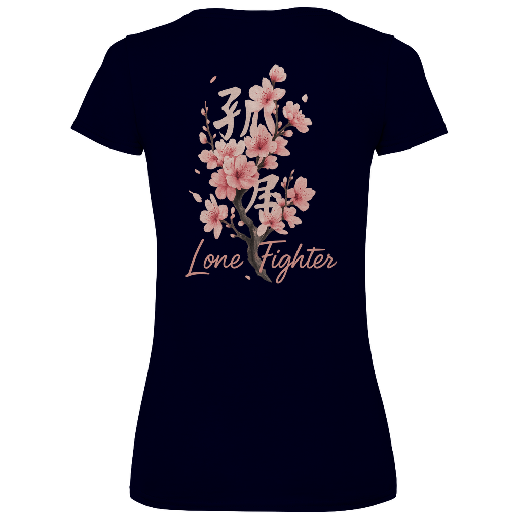 Damen Basic V-Neck T-Shirt Cherry Blossom