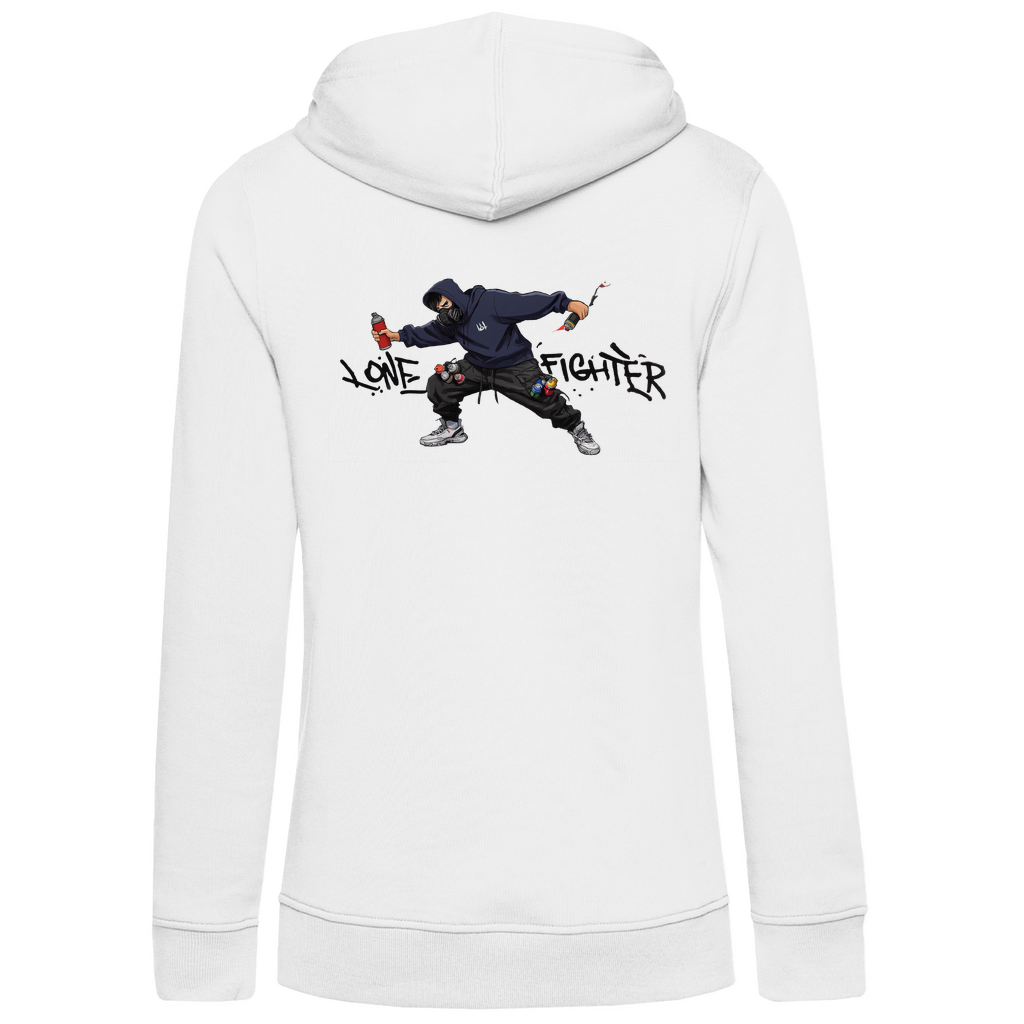 Damen Premium Bio Hoodie Spray Alone, Fight Alone