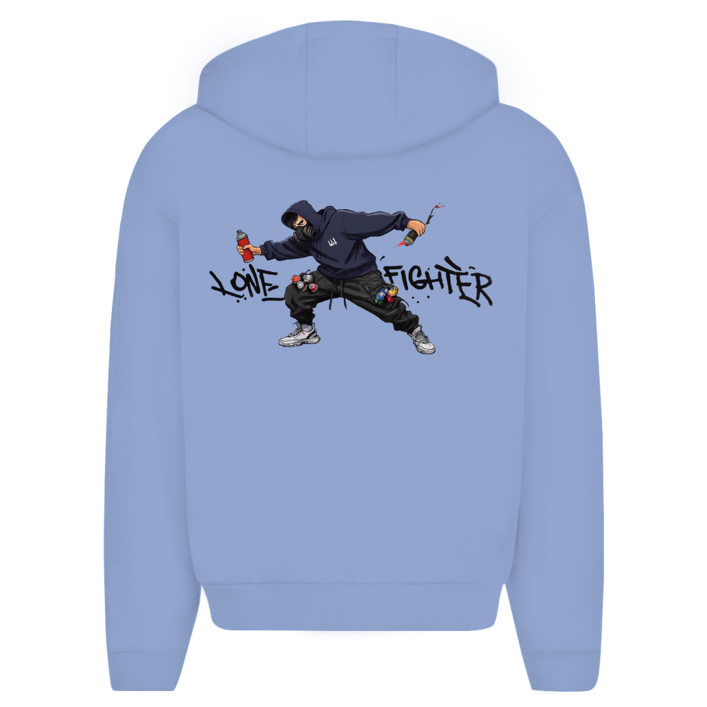Herren Oversize Zipper Hoodie Spray Alone, Fight Alone