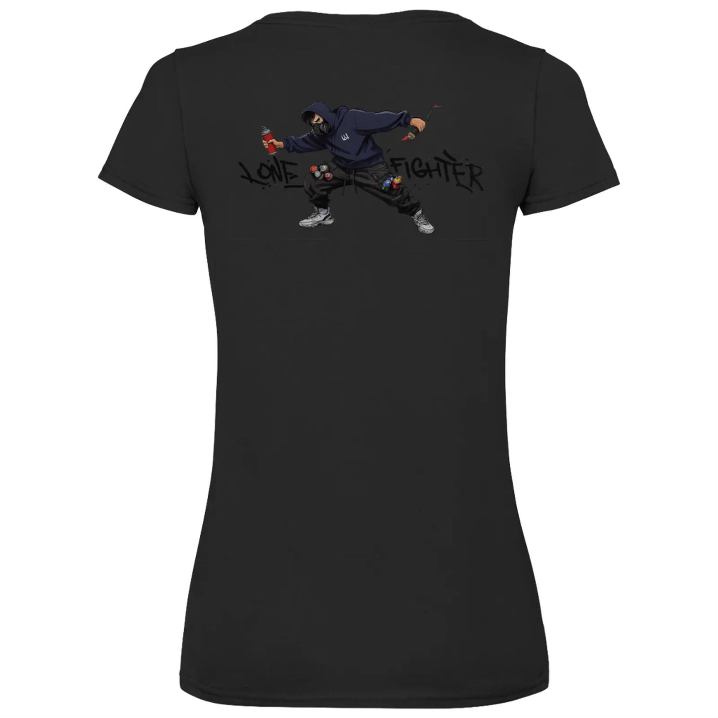 Damen Basic V-Neck T-Shirt Spray Alone, Fight Alone