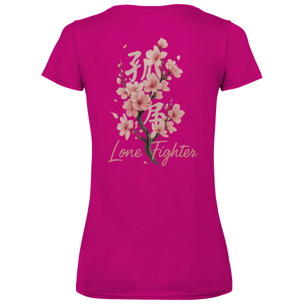 Damen Basic V-Neck T-Shirt Cherry Blossom