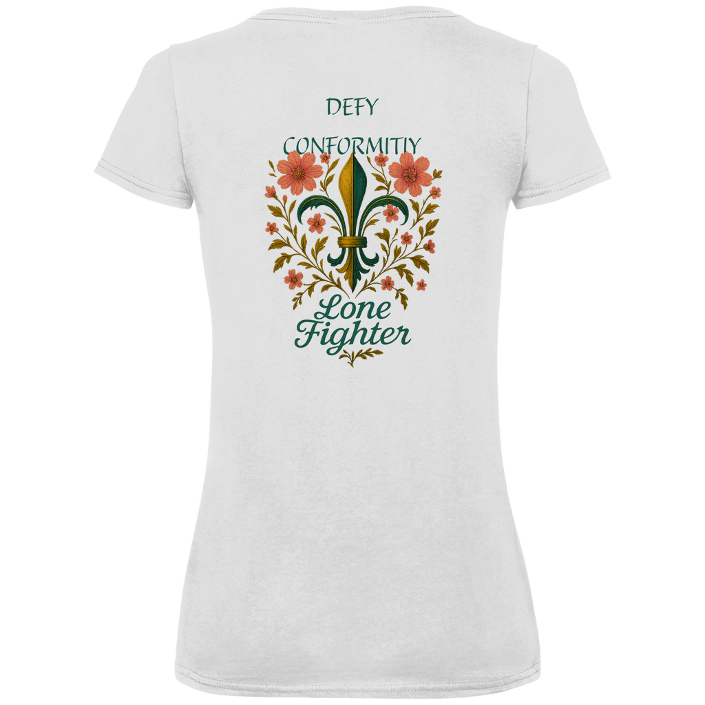 Damen Premium Bio V-Neck T-Shirt Fleur de lis