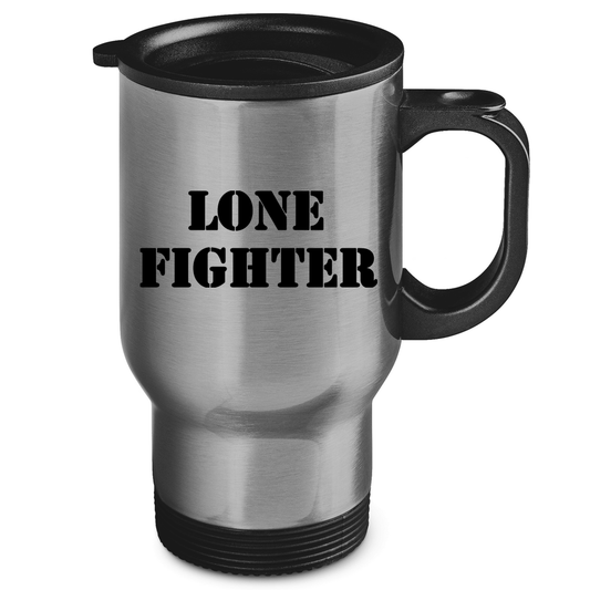 Edelstahl-Thermobecher Lone Fighter Schriftzug