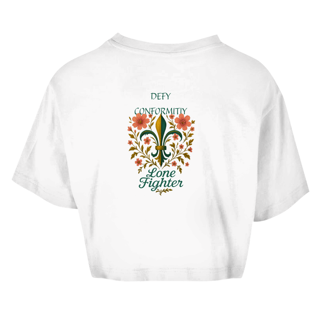 Damen Oversize Crop Top Fleur de lis