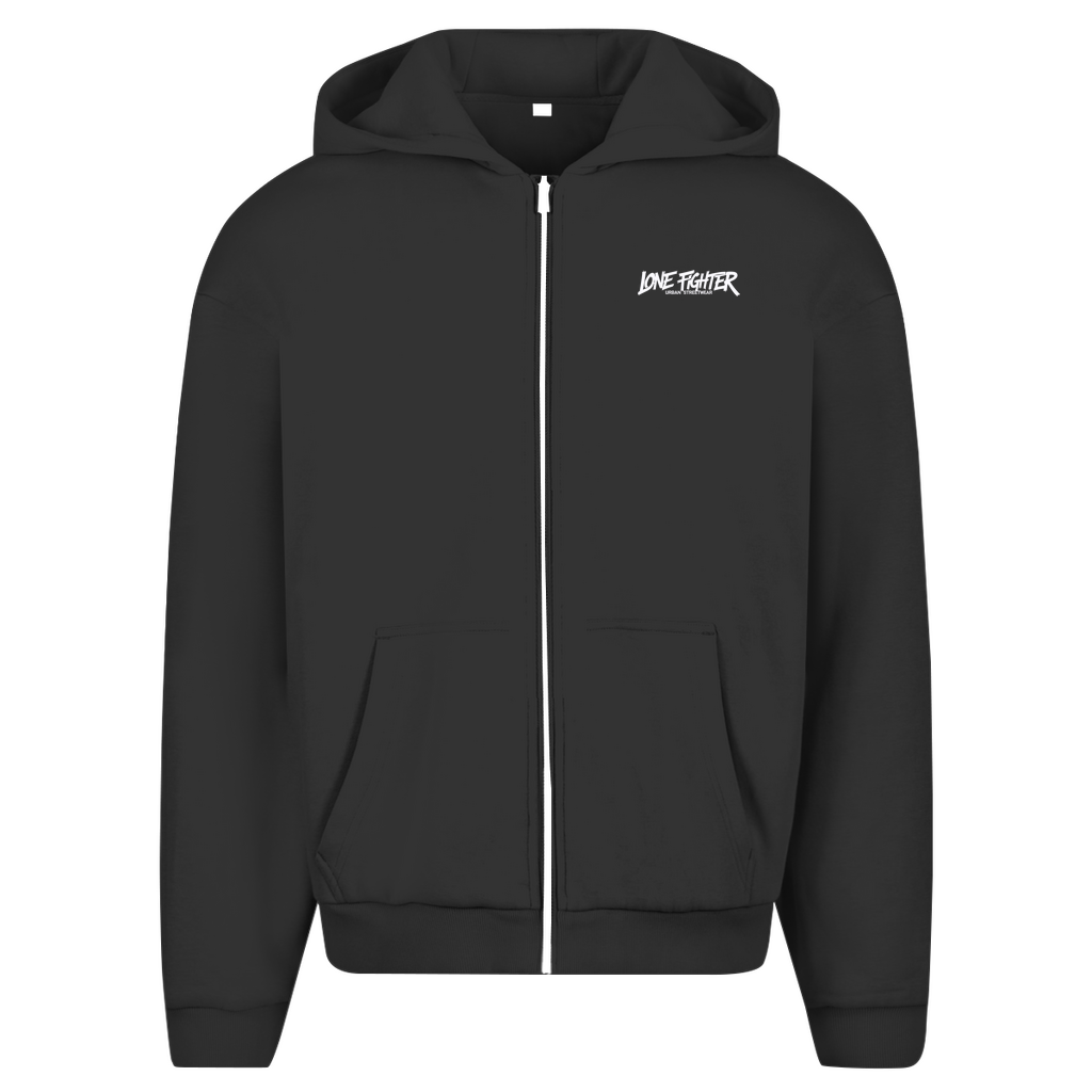 Herren Oversize Zipper Hoodie Spray Alone, Fight Alone
