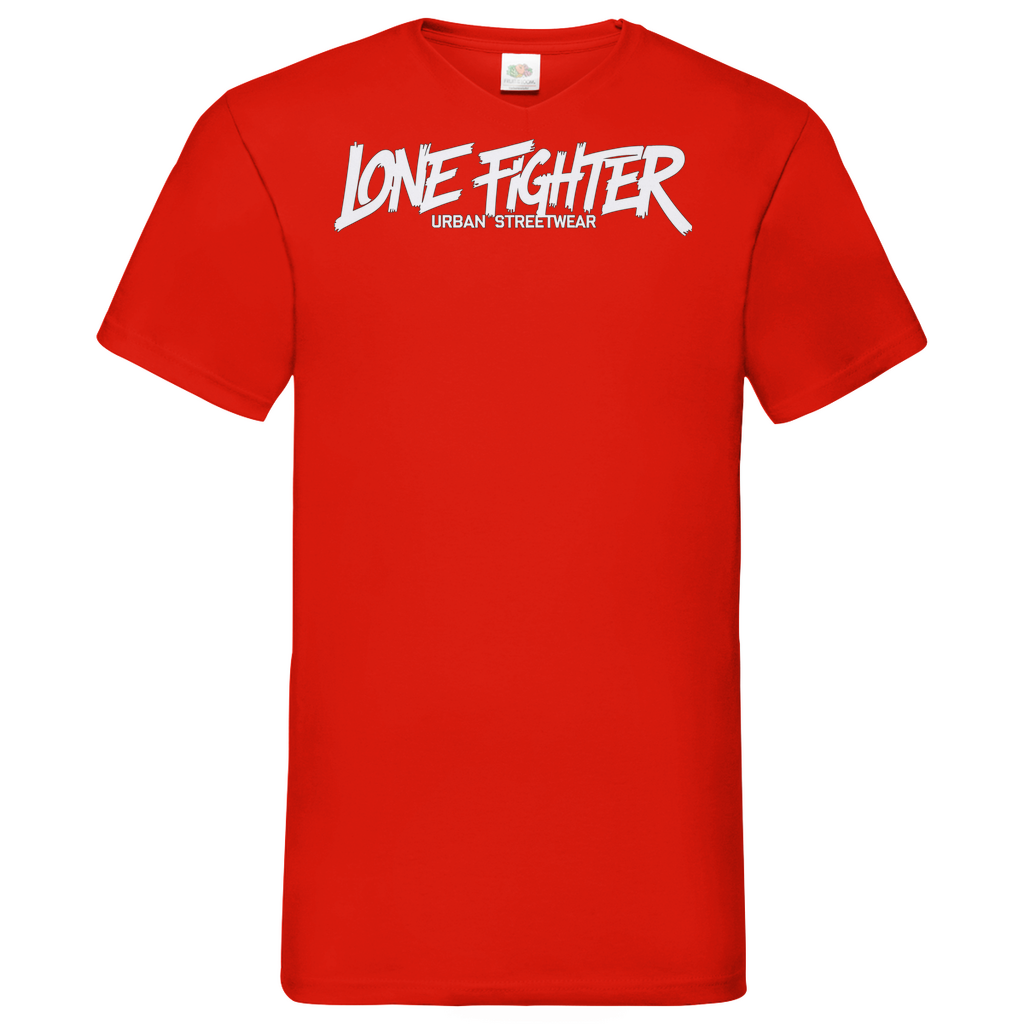 Herren Basic V-Neck T-Shirt Lone Fighter Graffiti