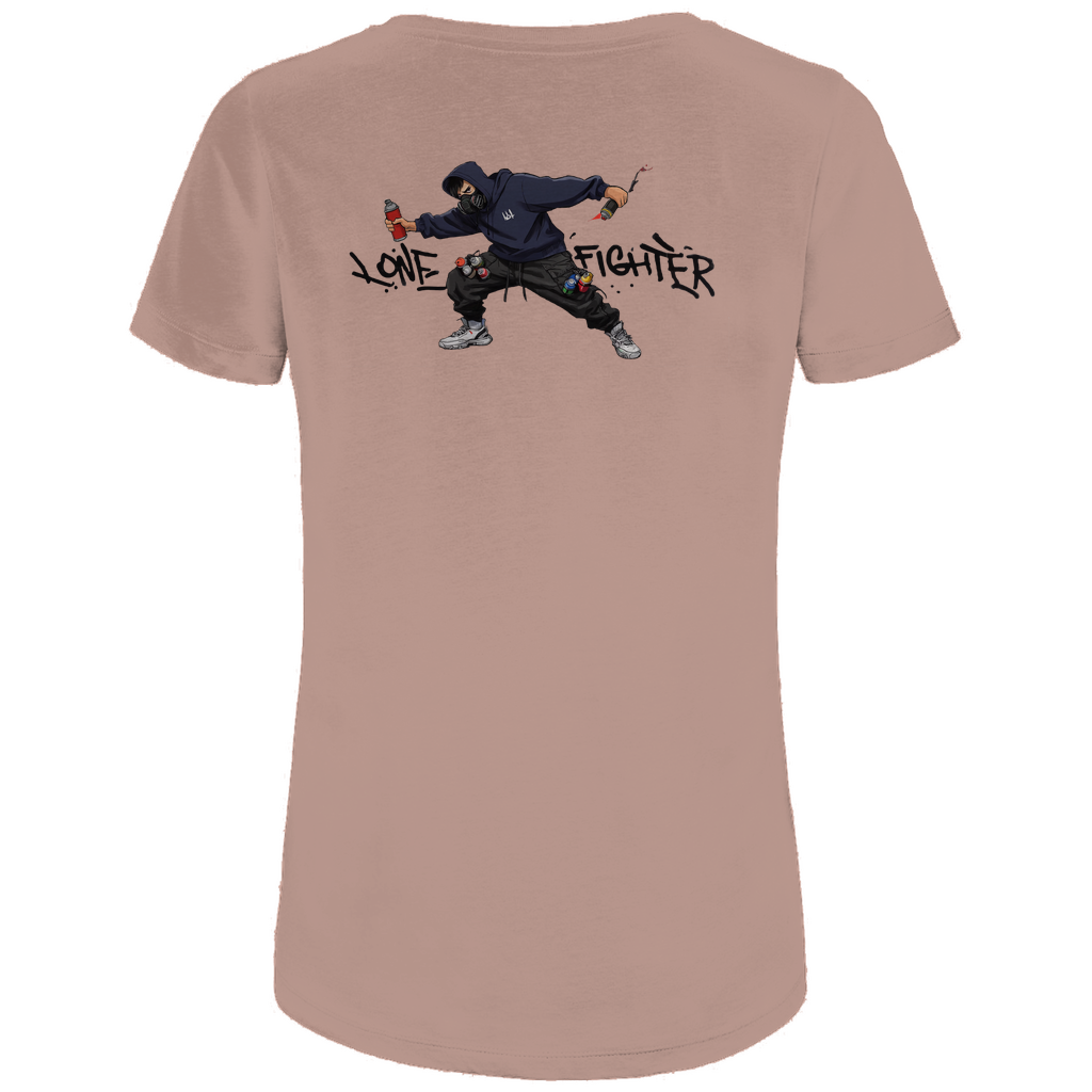 Damen Premium Bio T-Shirt Spray Alone, Fight Alone