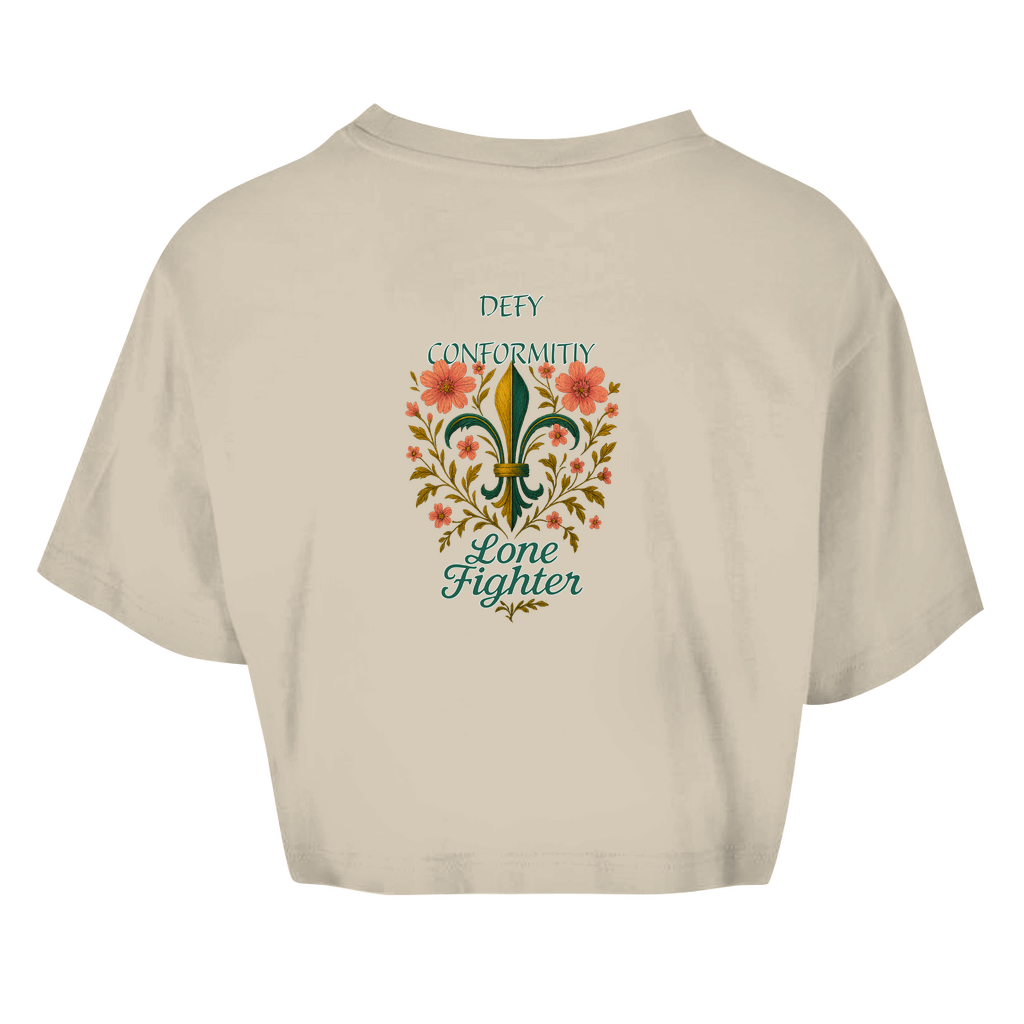 Damen Oversize Crop Top Fleur de lis