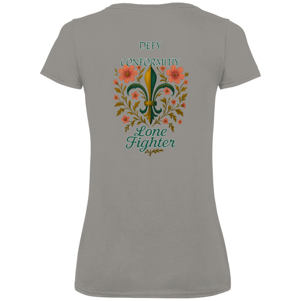 Damen Premium Bio V-Neck T-Shirt Fleur de lis