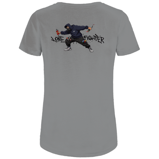 Damen Premium Bio T-Shirt Spray Alone, Fight Alone