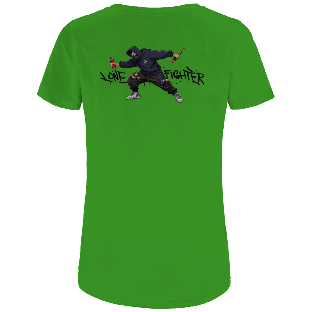 Damen Premium Bio T-Shirt Spray Alone, Fight Alone