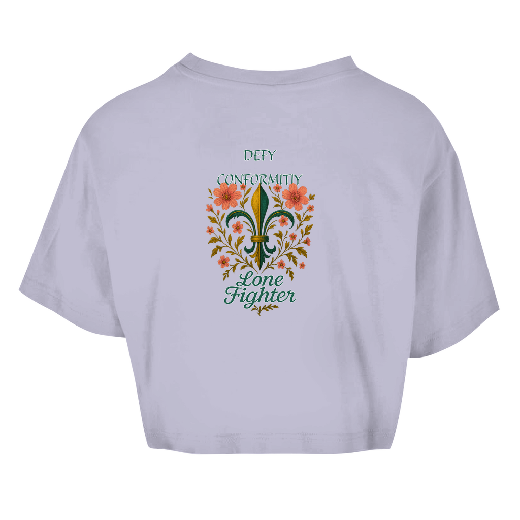 Damen Oversize Crop Top Fleur de lis
