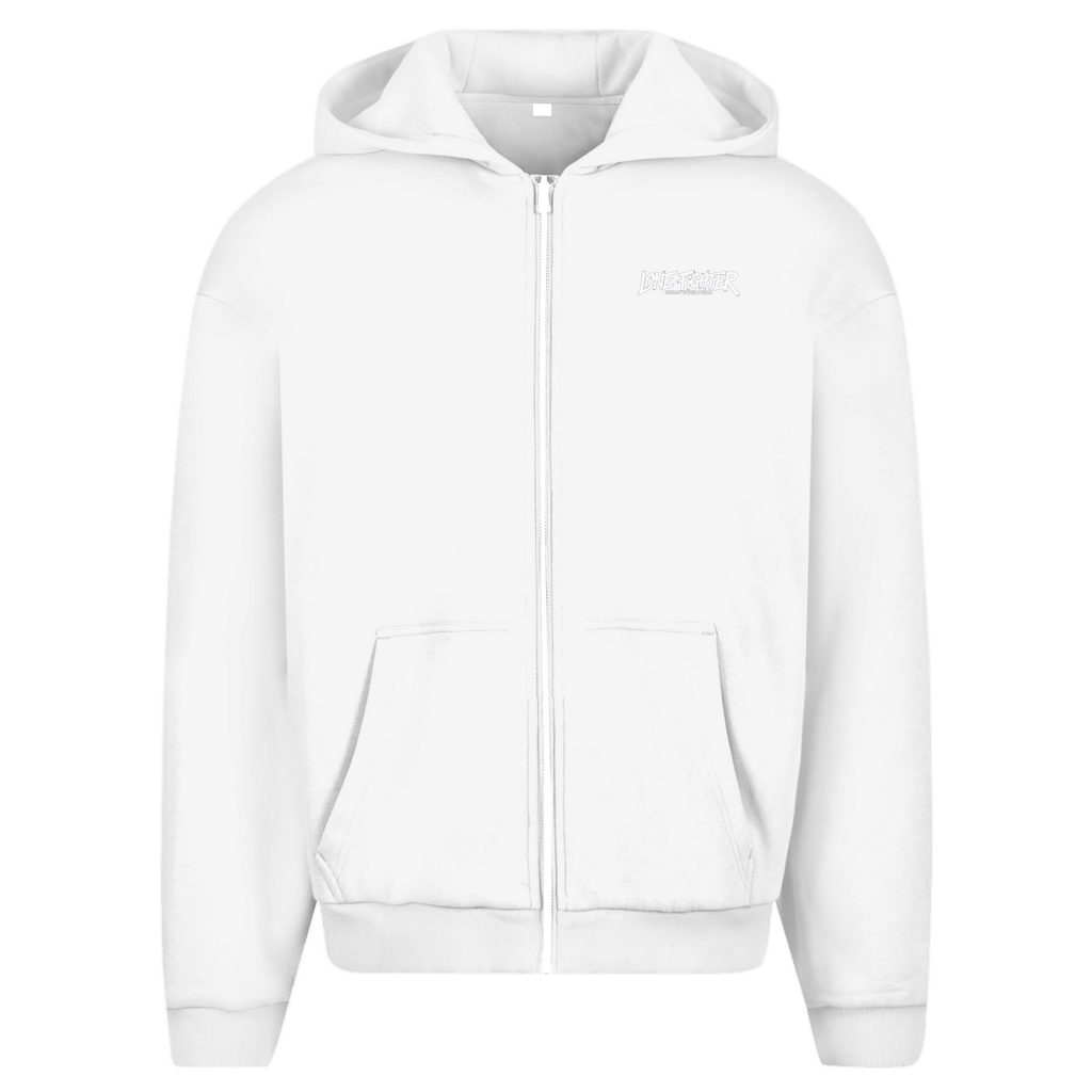 Herren Oversize Zipper Hoodie Spray Alone, Fight Alone