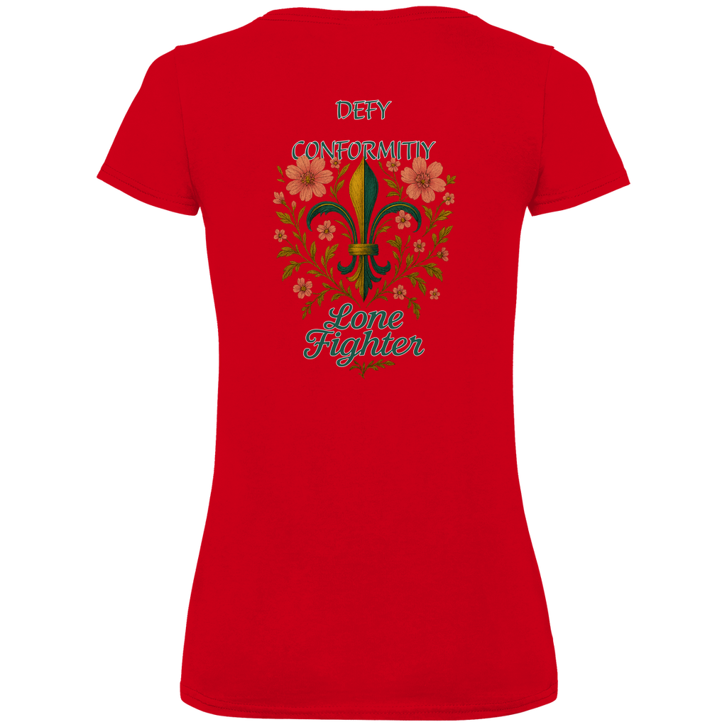 Damen Premium Bio V-Neck T-Shirt Fleur de lis