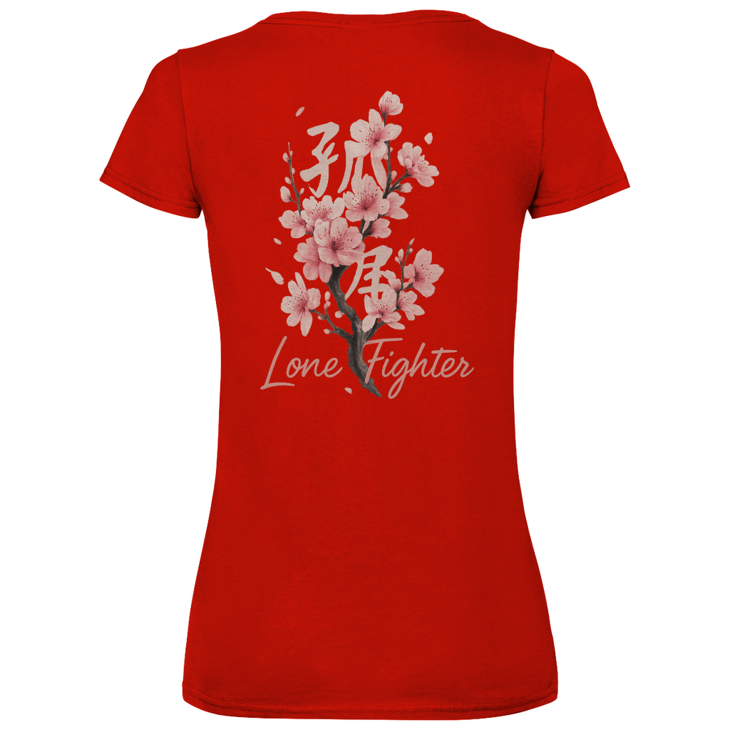 Damen Basic V-Neck T-Shirt Cherry Blossom