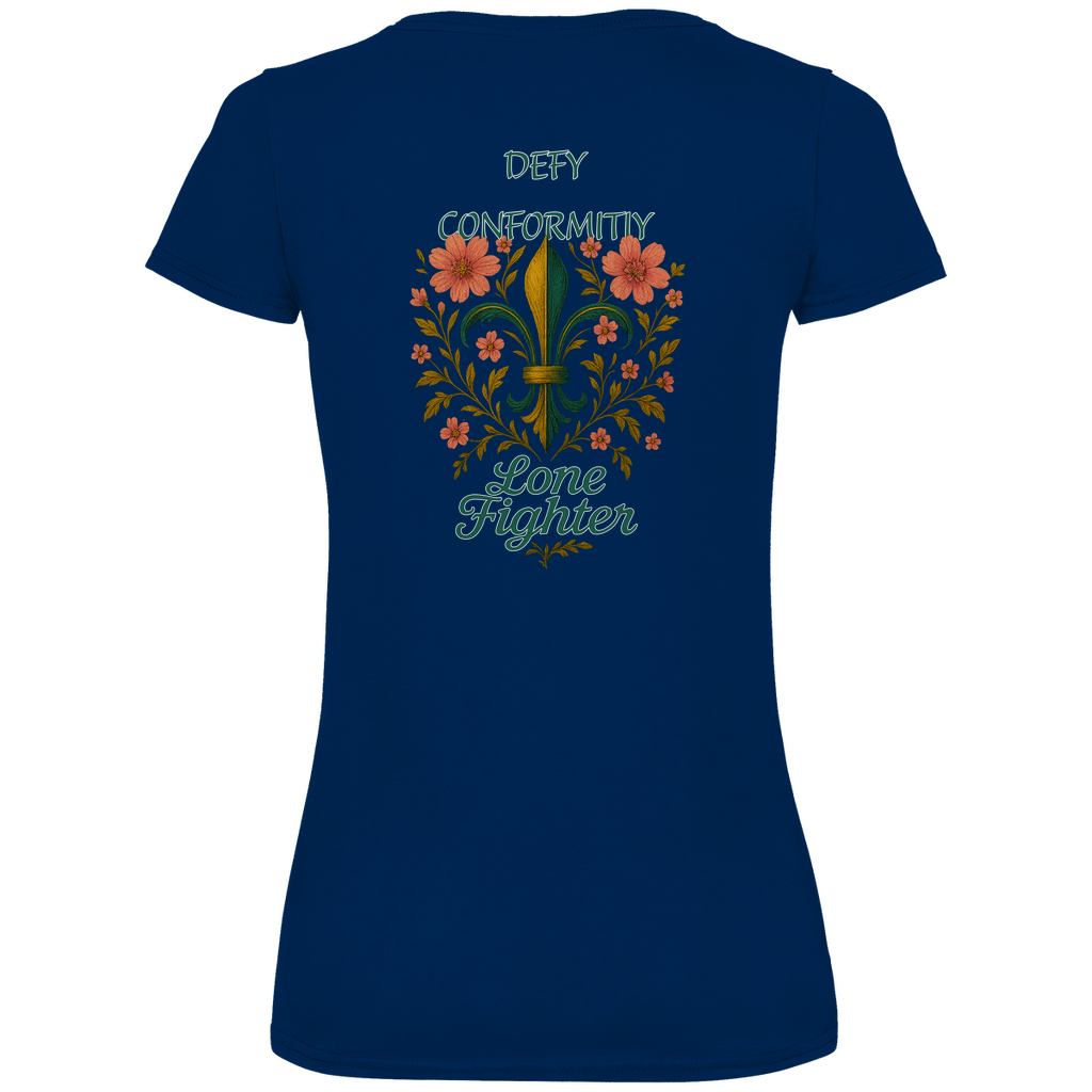 Damen Premium Bio V-Neck T-Shirt Fleur de lis