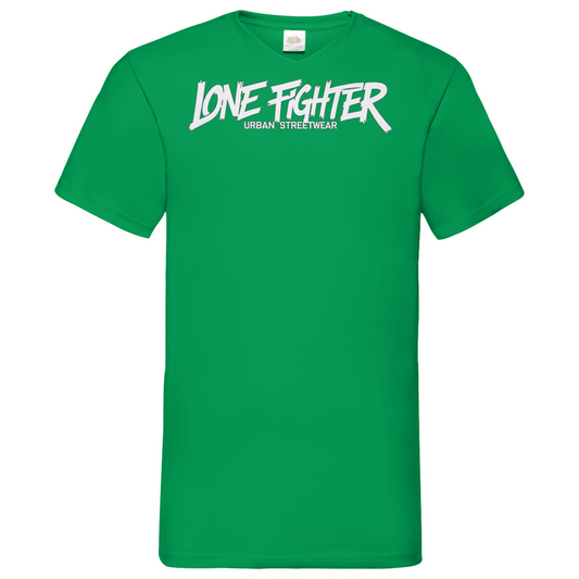 Herren Basic V-Neck T-Shirt Lone Fighter Graffiti