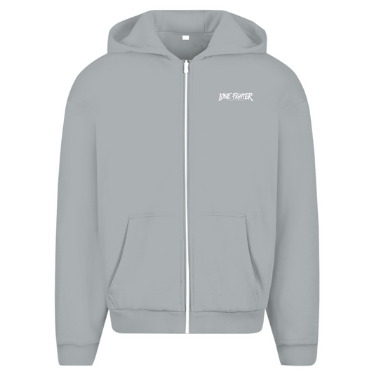 Herren Oversize Zipper Hoodie Spray Alone, Fight Alone