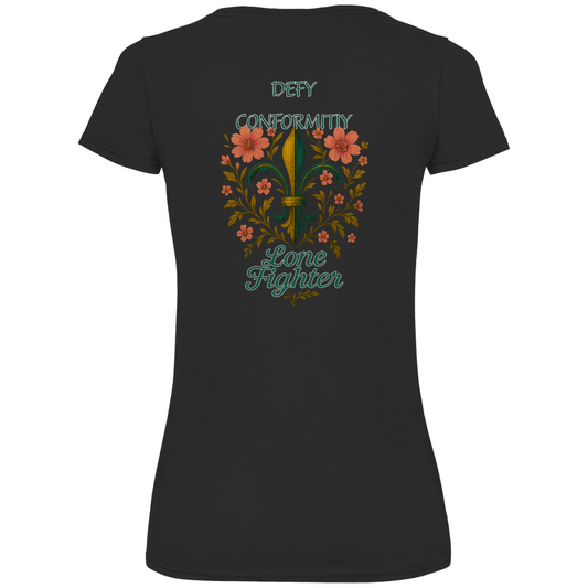 Damen Premium Bio V-Neck T-Shirt Fleur de lis