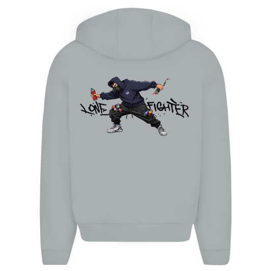 Herren Oversize Zipper Hoodie Spray Alone, Fight Alone