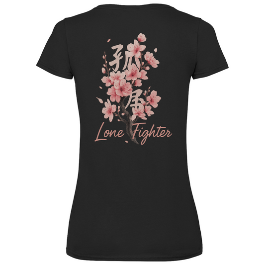 Damen Basic V-Neck T-Shirt Cherry Blossom