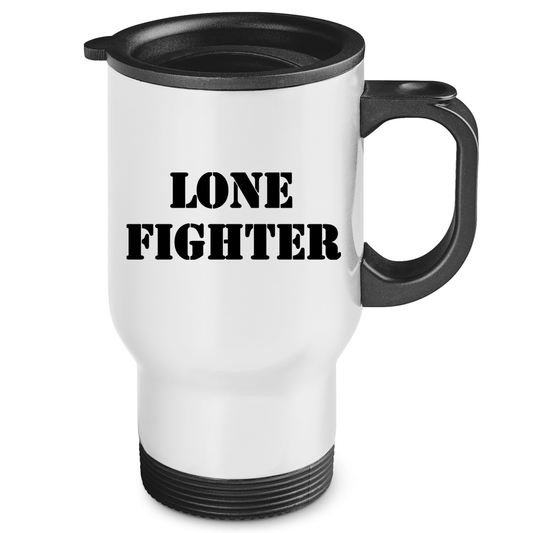Edelstahl-Thermobecher Lone Fighter Schriftzug