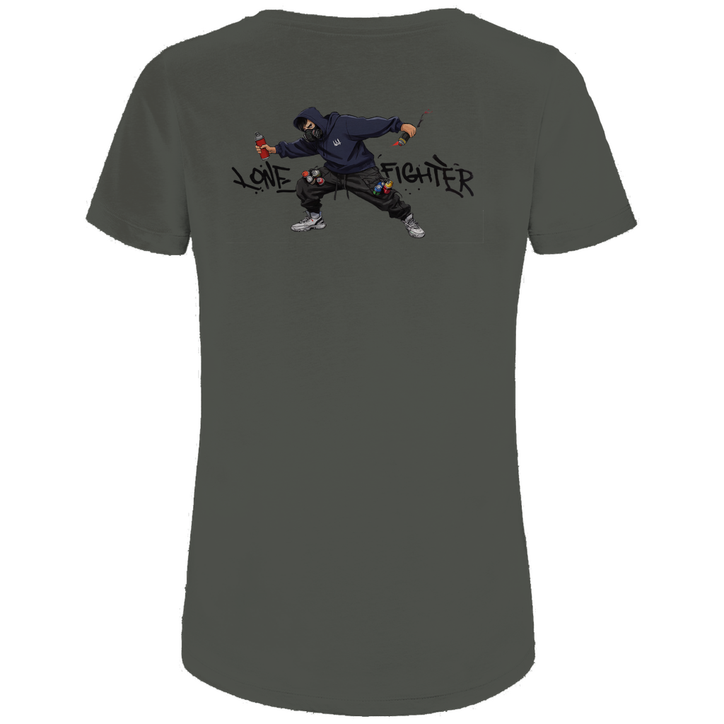Damen Premium Bio T-Shirt Spray Alone, Fight Alone
