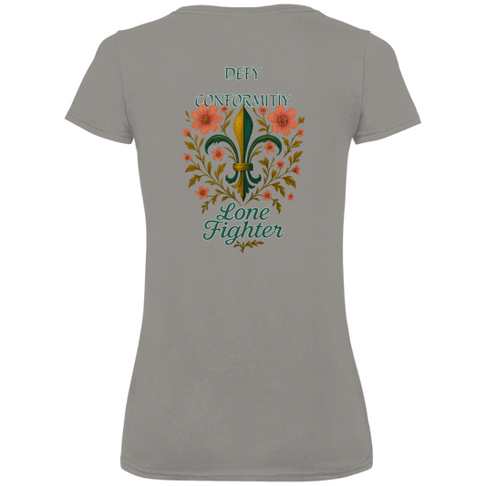 Damen Premium Bio V-Neck T-Shirt Fleur de lis