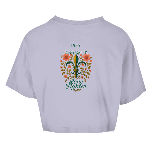 Damen Oversize Crop Top Fleur de lis