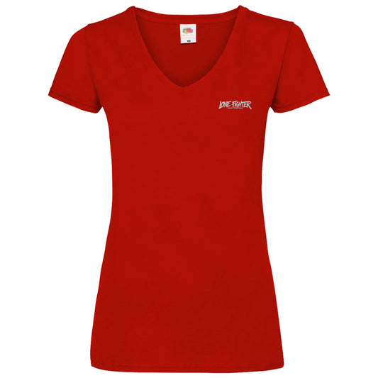 Damen Basic V-Neck T-Shirt Spray Alone, Fight Alone